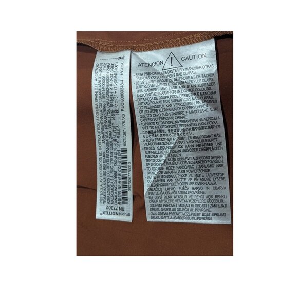 ZARA Faux Leather Belted Skort XS NWT Caramel Brown A-Line Back Zip ButtonDetail - Picture 5 of 5